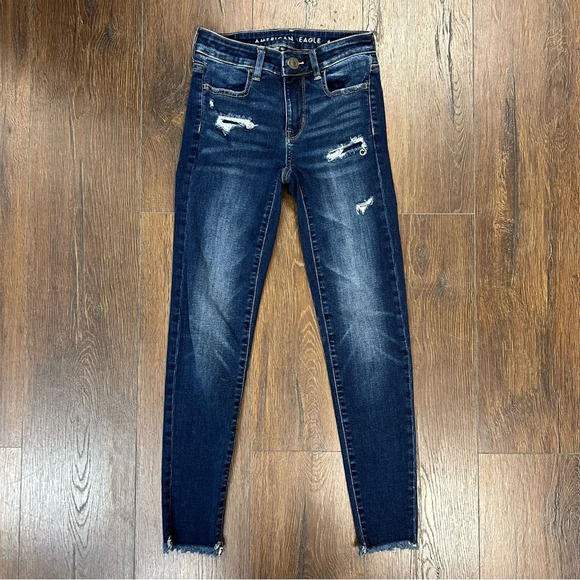 American Eagle distressed jeggings SZ 00 short - Picture 2 of 5
